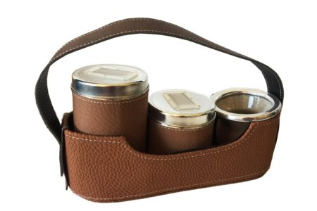 Set de Mate canasta simil carpincho marron