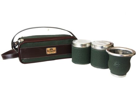 Set de Mate neceser compacto simil carpincho verde