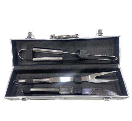 Set de Asado parrillero acero caja aluminio