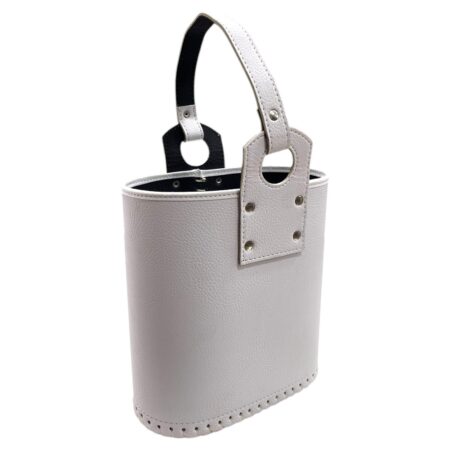 Canasta oval eco cuero blanco