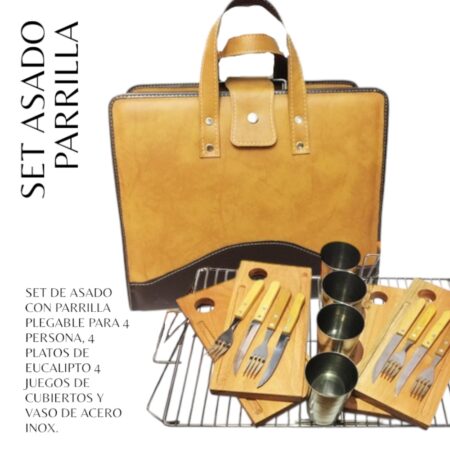 Set de Asado Premium simil vaqueta