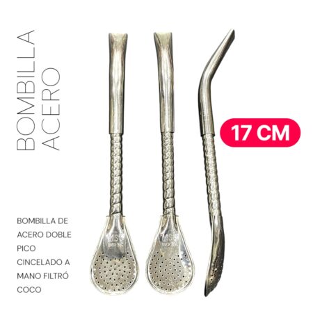 Bombilla acero cincelada a mano