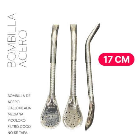 Bombilla acero galloneada mediana