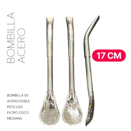Bombilla acero lisa mediana