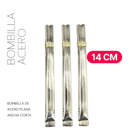 Bombilla acero plana corta