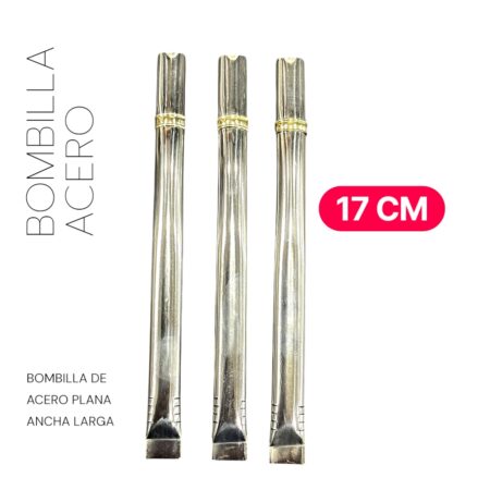 Bombilla acero plana larga