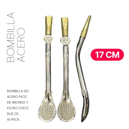Bombilla acero Rey con dije de alpaca