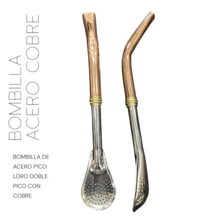 Bombilla Acero doble picoloro cobre